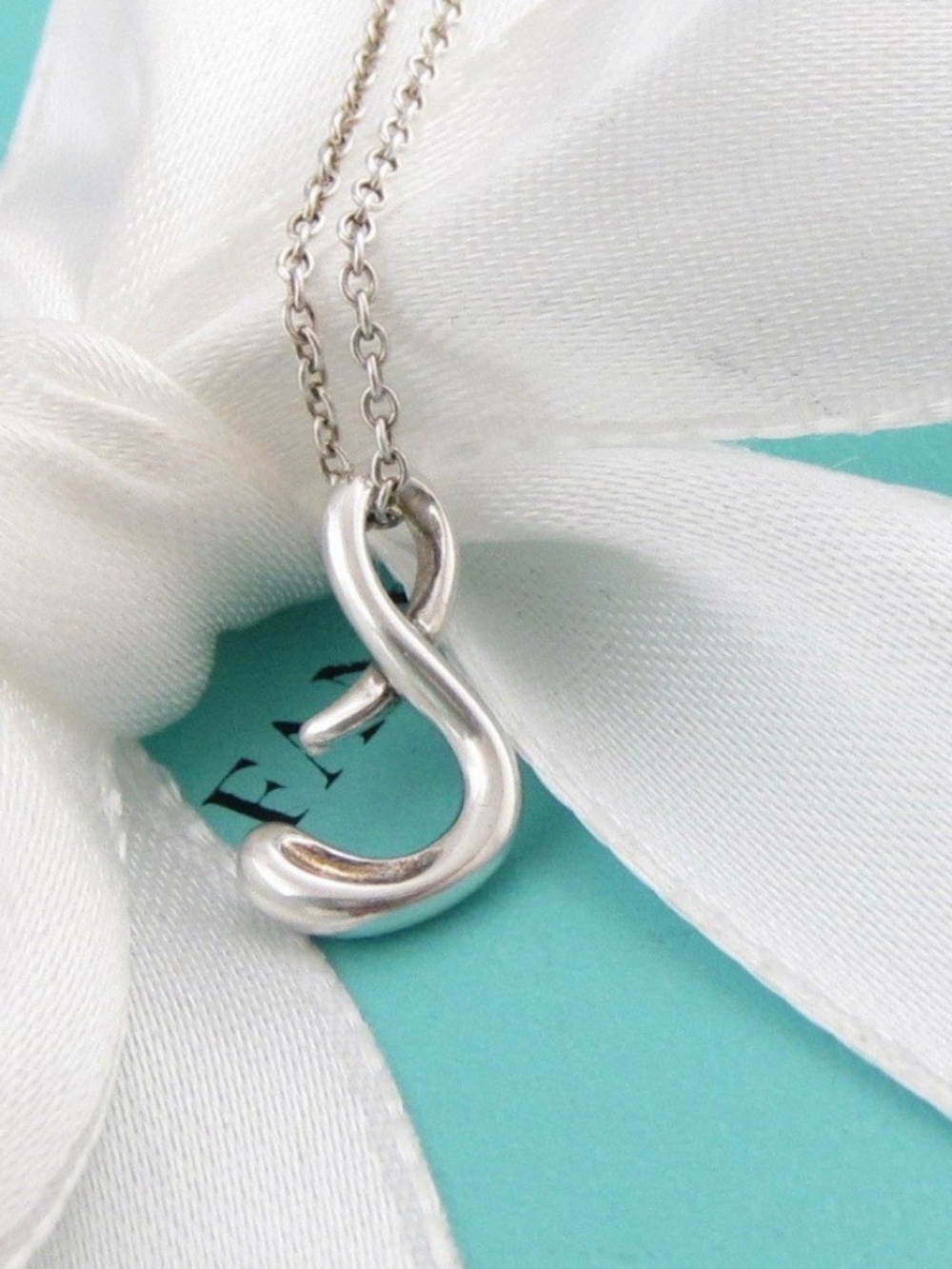 Tiffany & Co Peretti Sterling Silver Alphabet Initial Letter S Pendant Necklace
